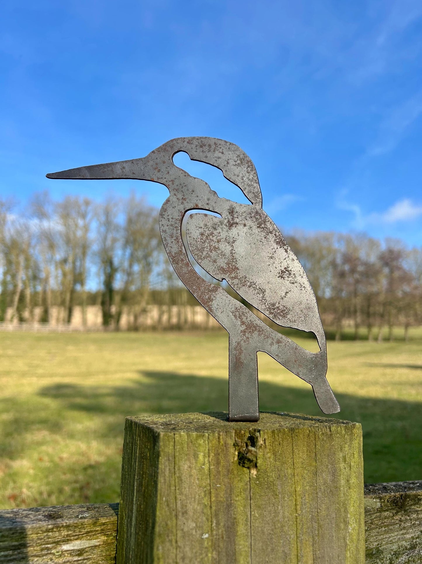 Ken The Kingfisher - Fence Topper - Garden Ornament  Rusty Art  Metal Bird