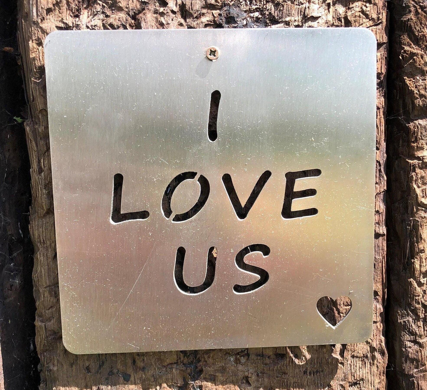I Love Us Steel Wall Sign. A romantic gift for Valentine's Day, Engagement, Wedding, Anniversary or Birthday.