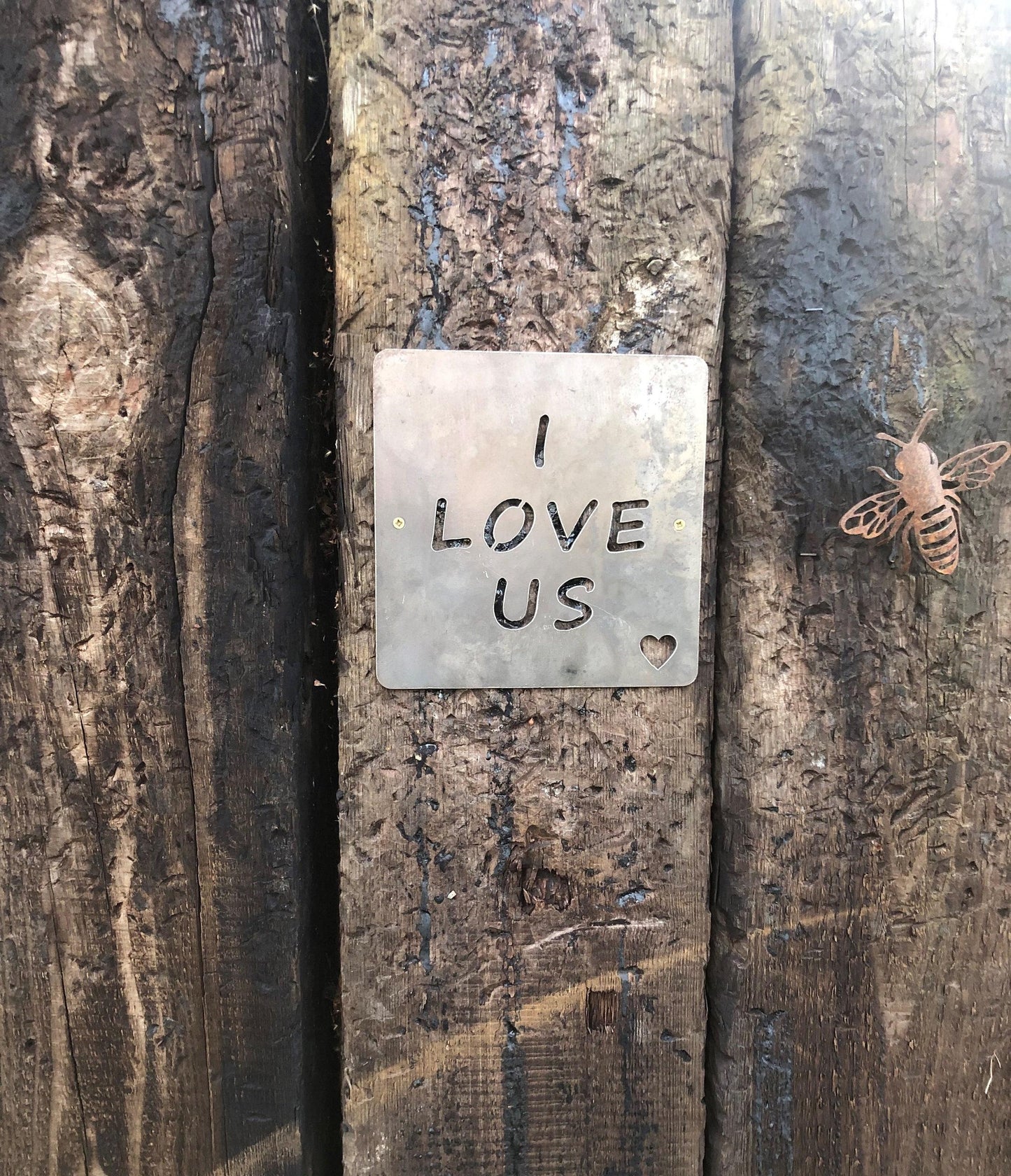 I Love Us Steel Wall Sign. A romantic gift for Valentine's Day, Engagement, Wedding, Anniversary or Birthday.