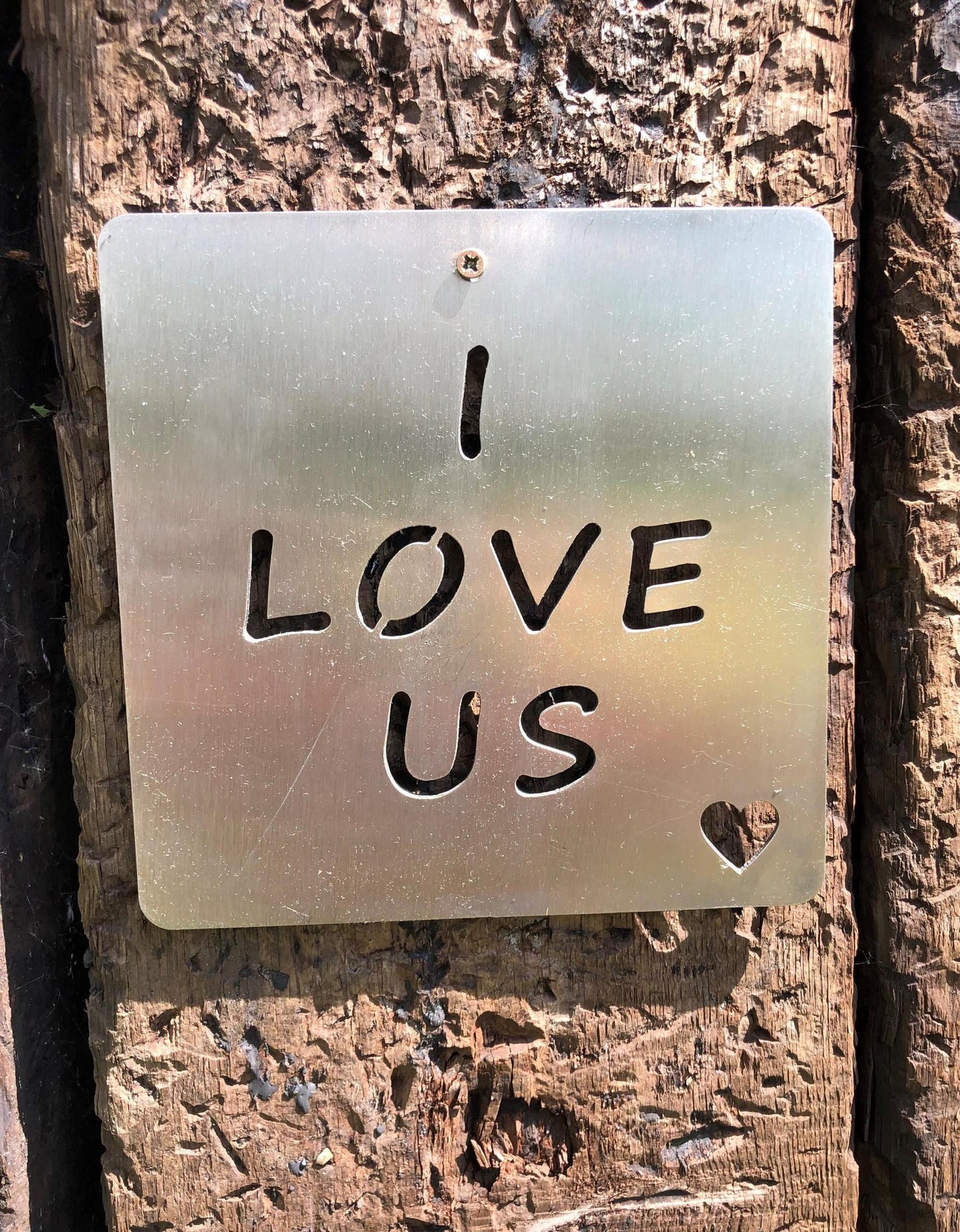 I Love Us Steel Wall Sign. A romantic gift for Valentine's Day, Engagement, Wedding, Anniversary or Birthday.