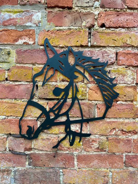 Steel Horse Head with Bridle