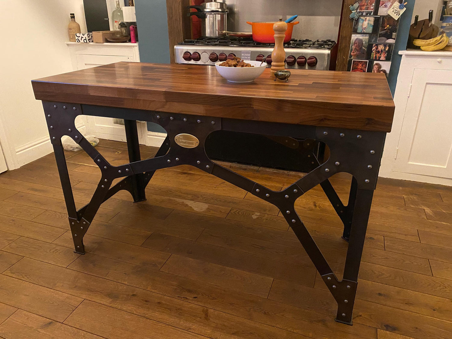 Industrial Style Butchers Block / kitchen island / side table / Steel / Unusual