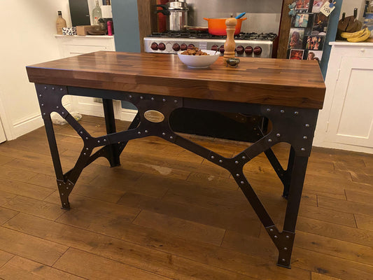 Industrial Style Butchers Block / kitchen island / side table / Steel / Unusual