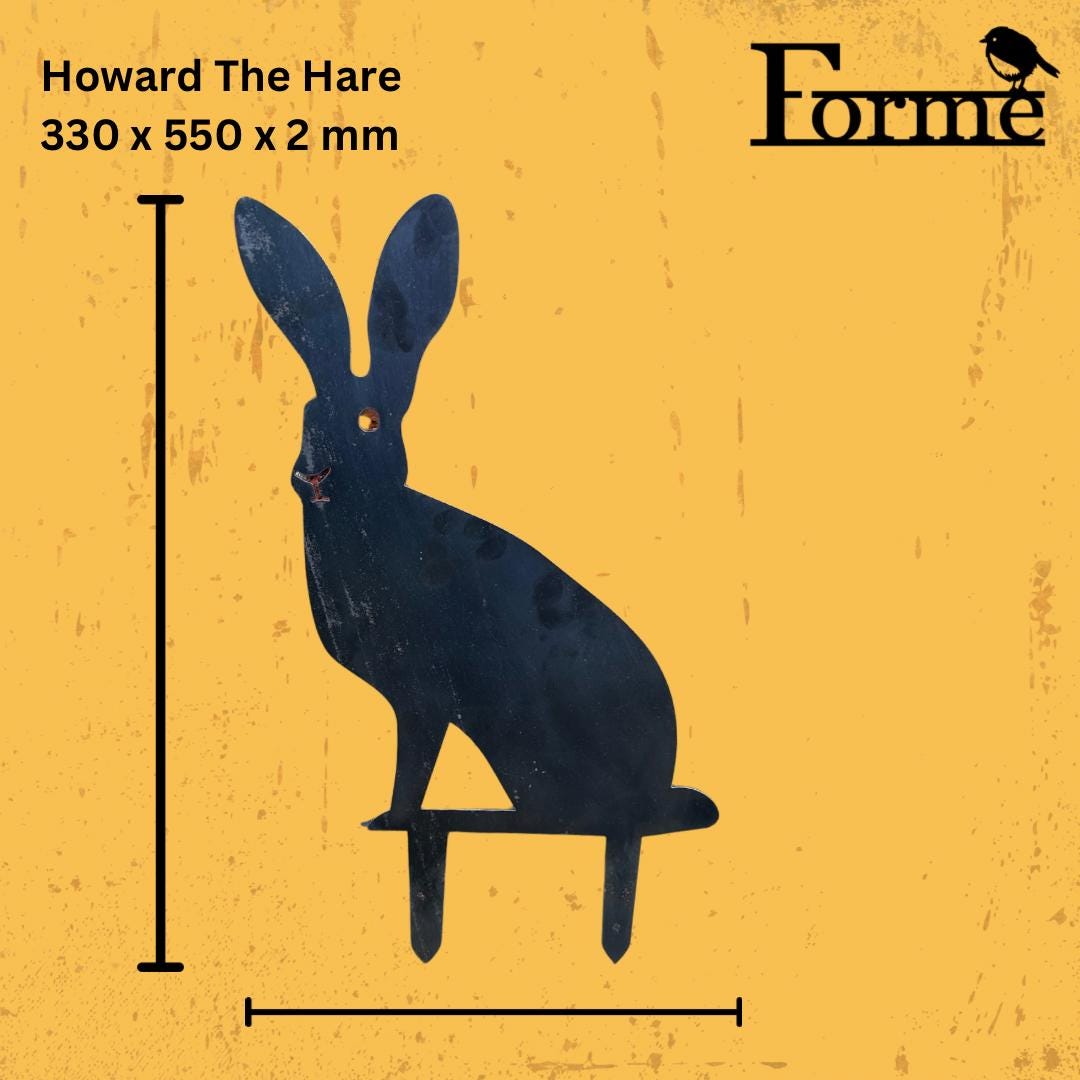 Howard The Hare . Steel Garden Art . Garden Decoration . Rusty Ornament