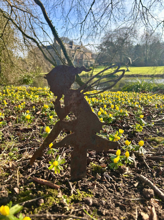 Johnny The Pixie - Toadstool  Garden Ornament  Rusty Art  Fairies  Mothers Day