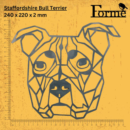 Geometric Steel Staffy Head  Dog Gift  Present  Pet Portrait  Metal Dog Head  Home & Garden
