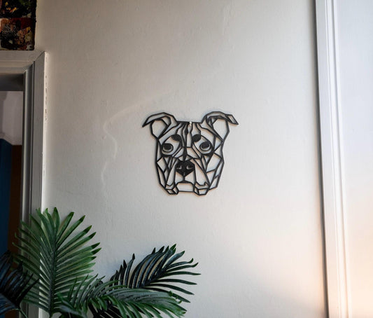 Geometric Steel Staffy Head  Dog Gift  Present  Pet Portrait  Metal Dog Head  Home & Garden