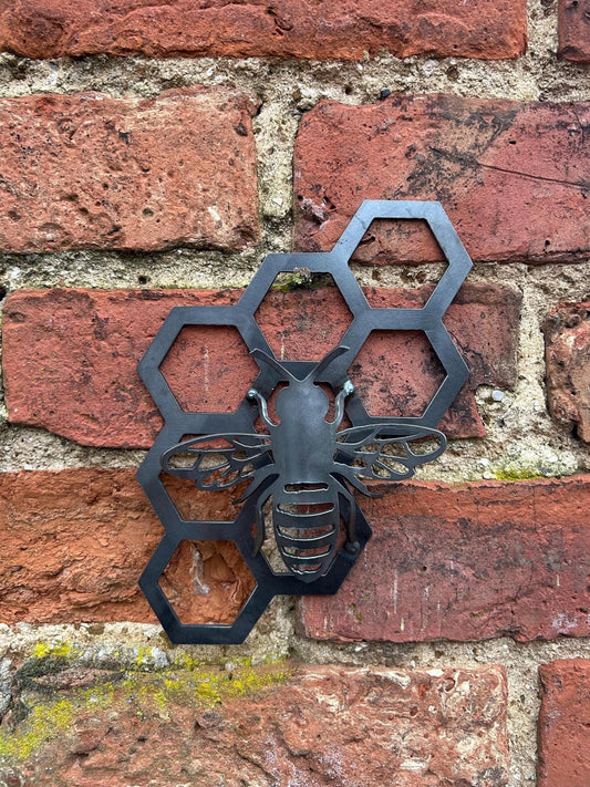 Honey The Bee - Steel Wall Art  Rusty Metal Bee  Save The Bees   Gift Set  Mothers Day