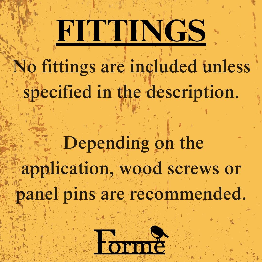 Image with text ‘No fittings are included unless specified in the description’ and recommendations given depending on application.