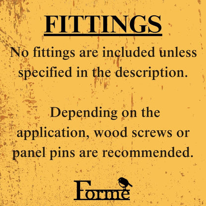 Image with text ‘No fittings are included unless specified in the description’ and recommendations given depending on application.