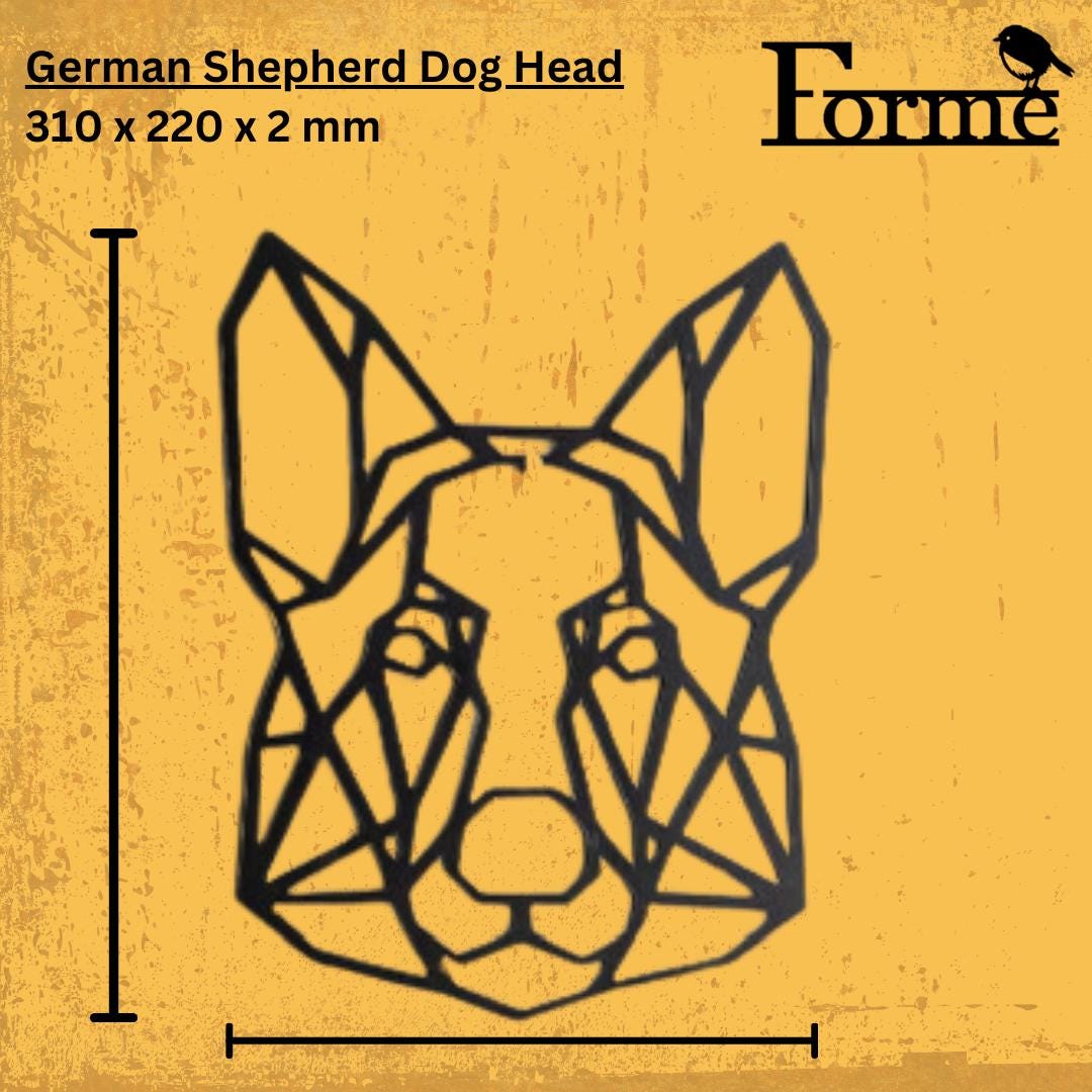 Geometric Steel German Shepherd Head  Dog Gift  Present  Pet Portrait  Metal Dog Head  Home & Garden