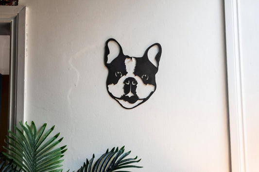 Steel Frenchie Head  French Bulldog  Dog Gift  Present  Pet Portrait  Metal Dog Head  Home & Garden
